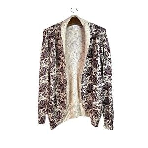 Shyanne Women's Sweater Open Cardigan Paisley Floral Design Western Size M